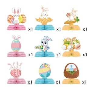 Abanicos Decorativos de Papel con Forma de Conejo para Pascua, Adornos de Panal, Más Vendidos - Product Image 1