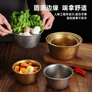 Retro Stainless Steel Bowl Durable Solid Color For Camping And Hotel Meals - Product Image 5