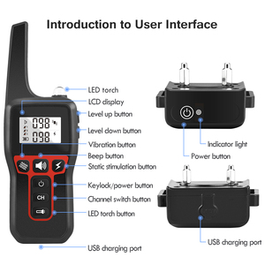 Dog Training Collar with <b>Remote</b> <b>Control</b> Rechargeable Electric Shock <b>Vibration</b> Nylon Red White Modern Style for Dogs - Product Image 2