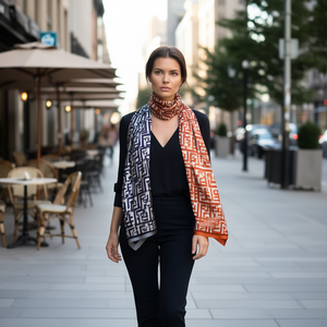 Sciarpa Quadrata Marca Z 110x110Cm in Poliestere con Motivo a Lettere, Accessorio di Moda Multifunzionale per Tutte le Stagioni - Product Image 2