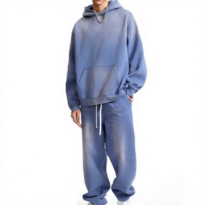 Conjunto de Sudadera con Capucha y Pantalones Deportivos Bordados Personalizados para Otoño, con Cierre Completo, para Entrenamiento y Jogging - Product Image 3