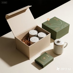 Tùy Chỉnh Sang Trọng Màu Xanh Lá Cây Trà Hộp Quà Tặng Miếng Bọt Biển Cứng Nhắc Grayboard Bao Bì Các Tông Cho Ấm Trà Cốc Trà Giấy Ống Vật Liệu Tái Chế - Product Image 6