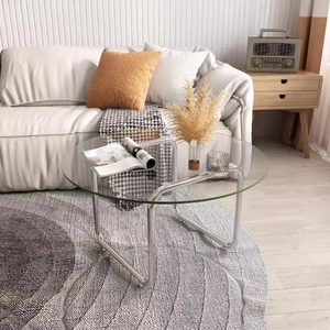 Nhà hiện đại trong suốt kim loại tròn giải trí văn phòng căn hộ ban công trong nhà đồ nội thất phòng khách ăn cà phê bàn kính - Product Image 2