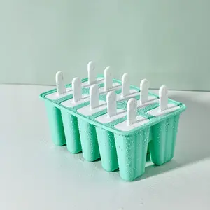 Moules à glace en silicone 10 pièces, ensemble de moules à crème glacée faits maison avec bâtons Entonnoir à glace en silicone et brosse de nettoyage pour le bricolage