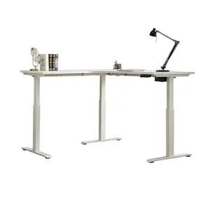 プロの人間工学に基づいたL字型オフィスシットスタンディングデスク仕事用ホームオフィスデスクコンピューターデスクはテーブルに座る