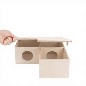 Hot Selling Natural Birch Wood Solid Waterproof Anti-odor Large Space <strong>Hamster</strong> <strong>Hide</strong> with Button Closure for Indoor Outdoor Use - Product Image 4