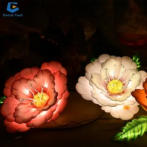 Gtc16 चीनी नेतृत्व लालटेन सजावट कृत्रिम रेशम उत्सव बगीचे के लिए फूल लालटेन