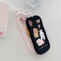 Coques de téléphone portables antichoc en silicone 3D mignonnes et populaires de l'usine BAILI, motif lapin et ours, pour Samsung/Redmi/Honor