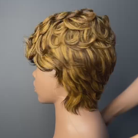 Perruques Lace Front en Cheveux Humains Naturels, Courts Bouclés, Brésiliens, Remy, à Cuticules Alignées, Densité 150%, Teinte Blonde