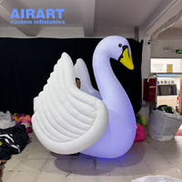 Modèle d'oiseau d'oie de cygne gonflable lumineux de 2.5m pour la décoration carrée de pelouse de rivière