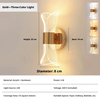 Lampe LED Murale d'Escalier Populaire avec Garantie de 5 Ans, 4W, en Métal, Dimmable, en Acrylique, pour Intérieur Domestique, Vente en Gros Transfrontalière