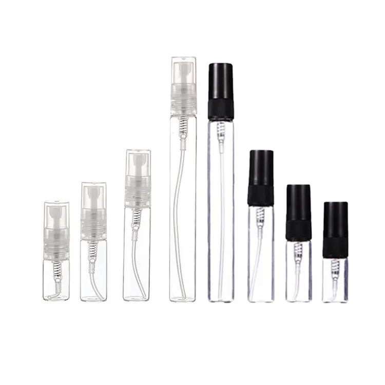 Boş mini doldurulabilir temizle küçük 2ml 3ml 5ml 10 ml cam tüp flakon parfüm sprey şişeleri ince sis püskürtücü