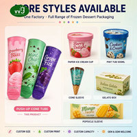 VVG Tube à crème glacée personnalisé avec logo, coupe à dessert glacé en papier, OEM pour glacier, marque de gelato, congélateur
