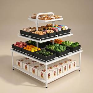 Étagère de présentation modulaire pour boulangerie 2026, 3 niveaux, étagère <span class=keywords><strong>à</strong></span> <span class=keywords><strong>pain</strong></span> escalonnée, robuste, en acier de 1,2 mm, pour îlot de produits de détail, directement de l'usine - Product Image 2