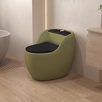 Toilette moderne en céramique verte vintage à la française monobloc en forme d'œuf à double chasse de grand diamètre pour salle de bain de villa personnalisée