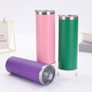 Gobelet isotherme droit et fin en acier inoxydable de 20 oz, blanc vierge pour sublimation, avec couvercle et paille - Product Image 2