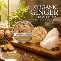 Shampooing Solide Artisanal au Gingembre Bio 60g Boîte Métallique Extrait Végétal Naturel Nourrissant le Cuir Chevelu Anti-Pelliculaire Sans Cruauté Végétalienne Végan OEM