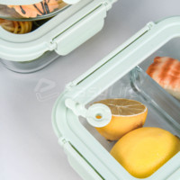 Boîte de conservation alimentaire en verre empilable, hermétique, anti-fuite, personnalisable, à 3 compartiments, pour la cuisine et les voyages