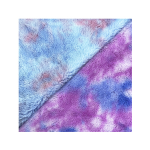 Fábrica Kingcason, venta al por mayor, diseños populares secos, tela de lana de piel sintética de conejo con estampado Tie Dye amigable con la piel cálida para juguetes - Product Image 1