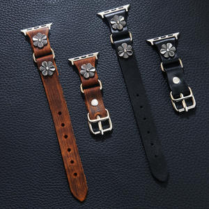 Correa de Cuero Genuino para Apple Watch, Estilo Punk Negro con Dijes, para iWatch 8 9, Correas de Moda para Reloj, Verano 2025 - Product Image 3