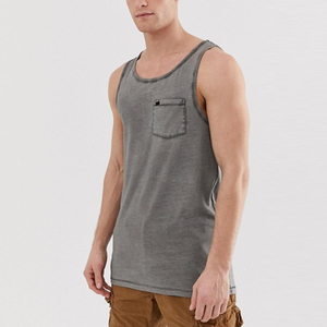 2020 venta al por mayor de alta calidad mens cuello redondo sin mangas Camiseta con bolsillo en <span class=keywords><strong>el</strong></span> pecho - Product Image 2