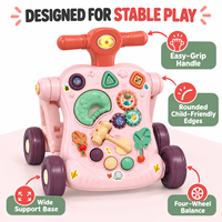 Marche-bébé 5-en-1 EPT : Jouet d'éveil interactif avec roues, lumières et sons pour bébés, transformable siège-à-levé