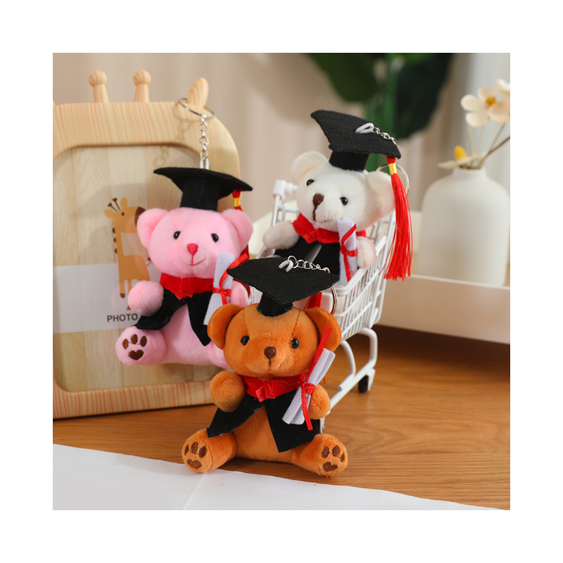 Wholesale Mini Cute Toy Stuffed Graduation Teddy Bear Keyring Plush Key Chains Custom Graduation Teddy Bear Plush Key Chain