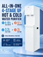 Distributeur d'eau sur pied chaud et froid avec système RO, purification par UV en 4 étapes et refroidissement par compresseur