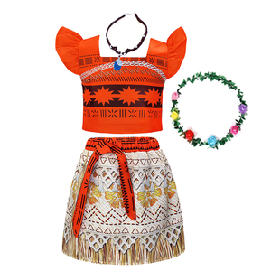 Latest <strong>Moana</strong> Cosplay Costume Halloween Adventure Girls Dress Beach Dresses Necklace Pocahontas Movie Kids Party <strong>Clothes</strong> - Product Image 2