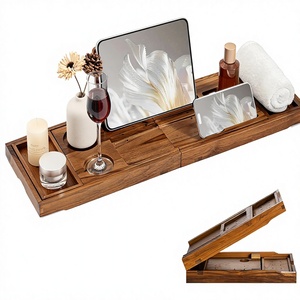 Plateau de bain Fun Memories - Plateau de bain rectangulaire multifonctionnel réglable et antidérapant avec porte-verre à <span class=keywords><strong>vin</strong></span>, support pour téléphone et support pour livre - Product Image 1