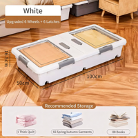 Bac de rangement rectangulaire moderne de luxe sous lit avec roulettes, grande capacité >35L, en PP écologique, anti-poussière, avec couvercle transparent pour l'organisation
