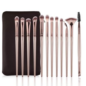 <span class=keywords><strong>Daubigny</strong></span> – Ensemble de 12 pinceaux de maquillage professionnels en fibres synthétiques pour le visage et les yeux, couleur champagne, pour fard à paupières, sourcils et liquides, à tête plate - Product Image 1