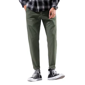 Casual Skinny Chino Broek Nieuw Product Katoenen Stof Mens Custom Logo Fabrikant Lichtgewicht Gebreide Lente Potlood Broek Chino