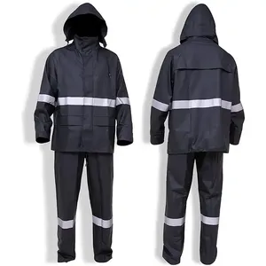 Chaqueta Impermeable de Alta Calidad, Reflectante, de <span class=keywords><strong>2</strong></span> Piezas, con Capucha, Traje de Lluvia de PVC Oxford - Product Image 3