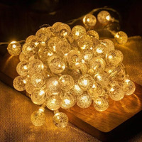 Guirlandes lumineuses LED en forme de bulles pour le camping, lumières féériques en cristal, décorations de Noël pour l'extérieur, guirlandes lumineuses clignotantes, boîte à piles, IP44