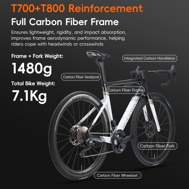 ROCKBROS Customized 24 Speed T700 Carbon Frame Road Bike High Quality  Competition Road Bicycle for Sale Bicicleta - Main Image