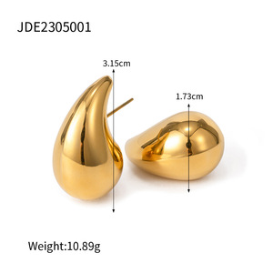 Boucles d'oreilles pendantes en forme de goutte d'eau pour femmes, design avancé Linfor, plaqué or 18 carats - Product Image 3