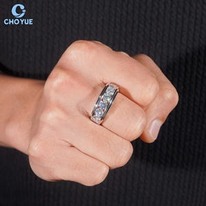 Moissanite Eternity Band <b>Ring</b> 925 <b>Silver</b> Rhodium Plated Channel Setting Round Brilliant Cut GRA Certified Classic Style <b>Ring</b> - Product Image 5