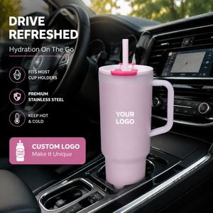 Mug en plastique personnalisé par sublimation de 40 oz avec poignée et paille, grande capacité, pour événements, cadeaux promotionnels, objets publicitaires, articles de boisson - Product Image 1