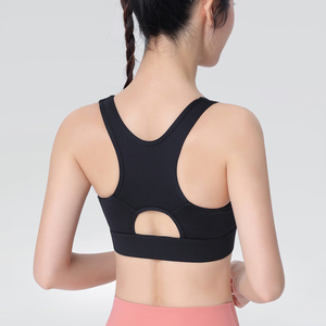 <span class=keywords><strong>Sujetador</strong></span> deportivo con cremallera para gimnasio para mujer de alta calidad, <span class=keywords><strong>espalda</strong></span> hueca, alto soporte a prueba de golpes, secado rápido, respetuoso con la piel, <span class=keywords><strong>sujetador</strong></span> de Yoga transpirable - Product Image 3