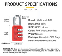 Vente en gros d'usine, cadenas à combinaison antivol en alliage de zinc à 3 chiffres pour supermarché, cadenas XMM-8020