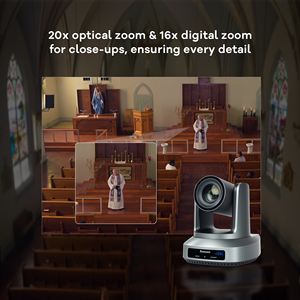 Tenveo UV620A Ultra 4K PTZ Cámara de conferencia 20X USB 3,0/HDML/SDI/NDI AI Seguimiento Iglesia Sala de conferencias Cámara de transmisión en vivo - Product Image 5