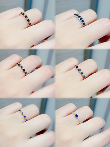 Xinfly Wholesale Luxury Handcrafted AU750 18K Solid Gold Blue Sapphire Gemstone <b>Ring</b> For Women - Product Image 5