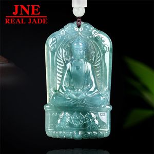 Pendentif en jade naturel de <span class=keywords><strong>type</strong></span> A, jade bleu eau, Amitabha Bouddha, pendentif en jade <span class=keywords><strong>du</strong></span> zodiaque chinois, chien, cochon, Bouddha gardien, quatre rencontres - Product Image 1