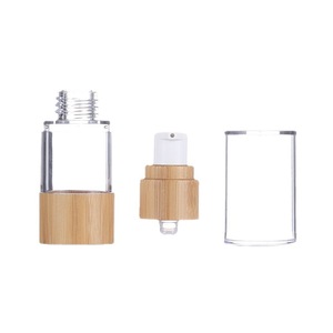 Botella de vacío de bambú y madera de 15/30/50/80/100 ml con bomba de presión tipo pico de pato, envase cosmético para tónico. - Product Image 5