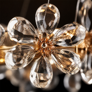 Lámpara de Araña de Cristal con Forma de Flor, Estilo Moderno, LED, Colgante Lineal, para Comedor, Villa, Hotel, Venta al Por Mayor - Product Image 3