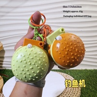 Porte-clés de pêche en forme de hamburger de dessin animé exquis, jouet magnétique créatif à remontoir, pendentif de décompression, cadeau tendance