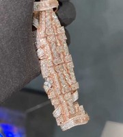 Pendentif personnalisé en argent S925 avec lettre verticale, breloque latérale en forme de fleur, serti de moissanite, style hip-hop