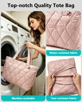 Sac fourre-tout matelassé pour femme, léger, imperméable, en polyester, avec fermeture éclair, compartiments pour ordinateur portable 15,6 pouces, sac esthétique et mignon