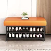 Banc à chaussures en métal avec siège en cuir rembourré - Organisateur de rangement moderne certifié REACH pour entrée, chambre et salon